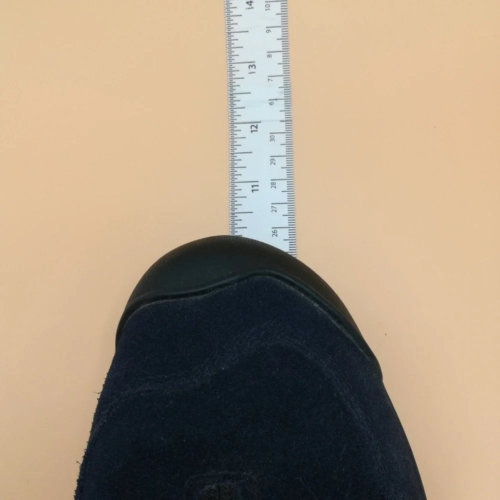 Lands End Shoes Womens Loafers All Weather Navy Suede Leather Slip On Zipper 6